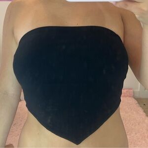 Sunday Best Pink Asymmetrical Strapless Crop Top